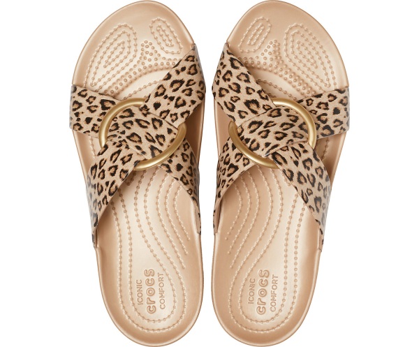 Crocs Serena Printed Cross-Band Badtofflor Leopard | 23324580