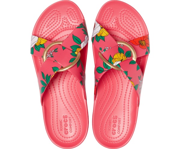 Crocs Serena Printed Cross-Band Badtofflor Röda | 37188773