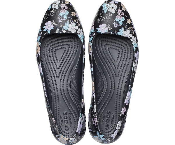 Crocs Sienna Printed Platta Svarta | 54253677
